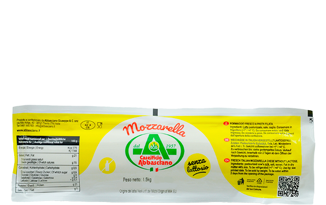 Mozzarella lactose free loaf 1,5 kg